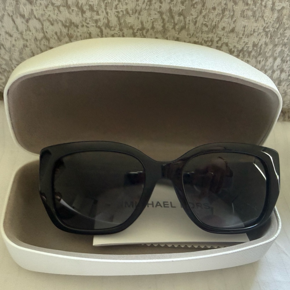 Michael Kors Oversized Black Sunglasses with White Case